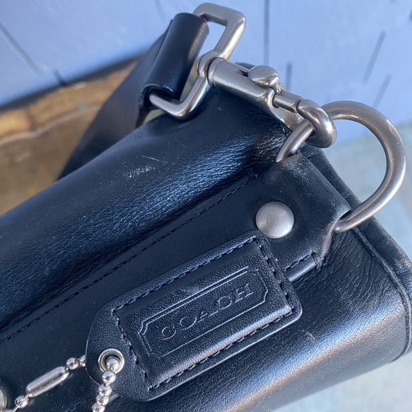 Vintage Coach Heavy Black Tanned Leather Soft Briefcase Distressed Patina - Picture 8 of 10